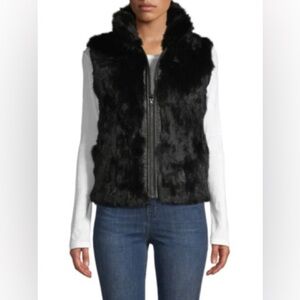 Adrienne Landau Elegant Black Fur Vest